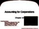 Lecture Fundamental accounting principles (21e) - Chapter 13: Accounting for corporations